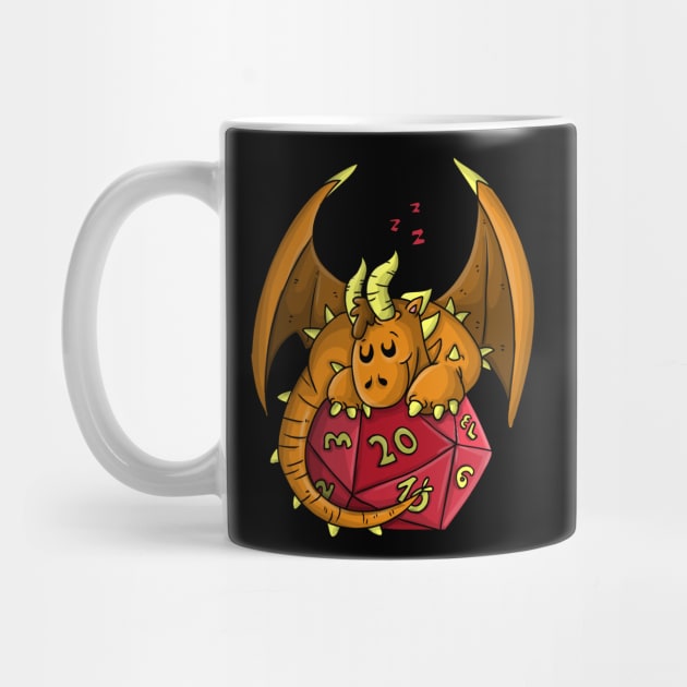 Cute Sleeping Dragon Funny Dungeons And Dragons DND D20 Lover by Bingeprints